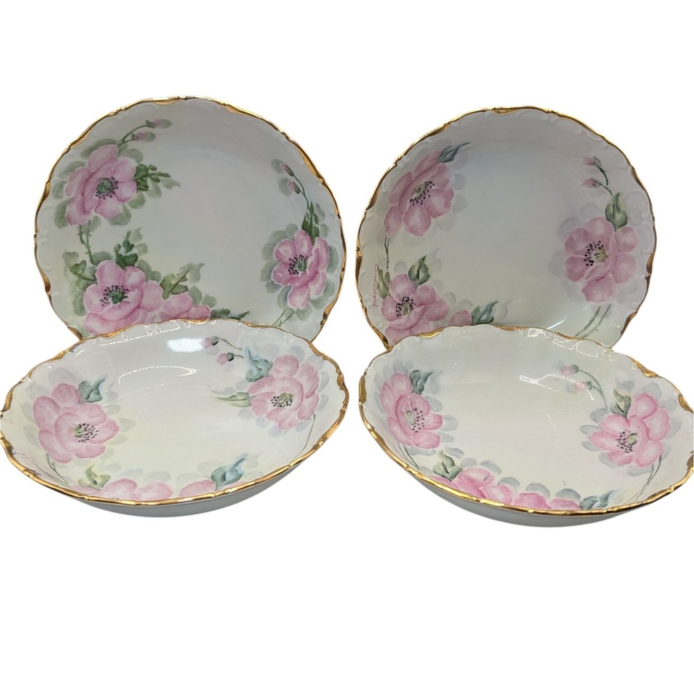 Vintage Seltmann Weiden Soup Bowl Bavaria Hand‎ Painted Signed Set of Four SEE
